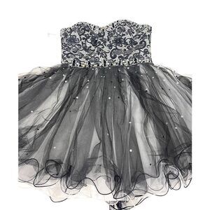 Black and White Jewel Embellished Gown